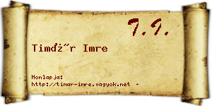 Timár Imre névjegykártya
